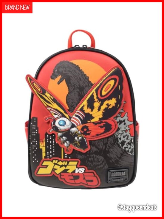 Kaiju Faux Leather Midsize Backpack Moving Mothra Applique Loungefly